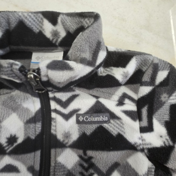 Columbia Full Zip Fleece Jacket Geometric Pattern Streetcore Mock 6-12 Months - Picture 3 of 6